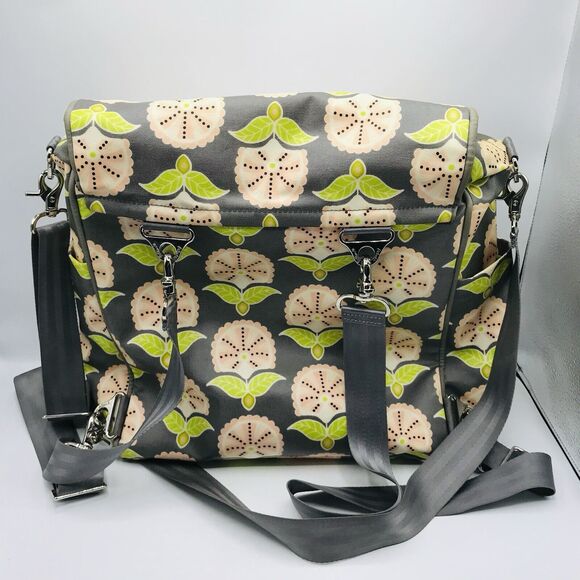 Petunia Pickle Bottom Boxy Backpack Diaper Bag Lage Floral Grey Green Pink main image 8